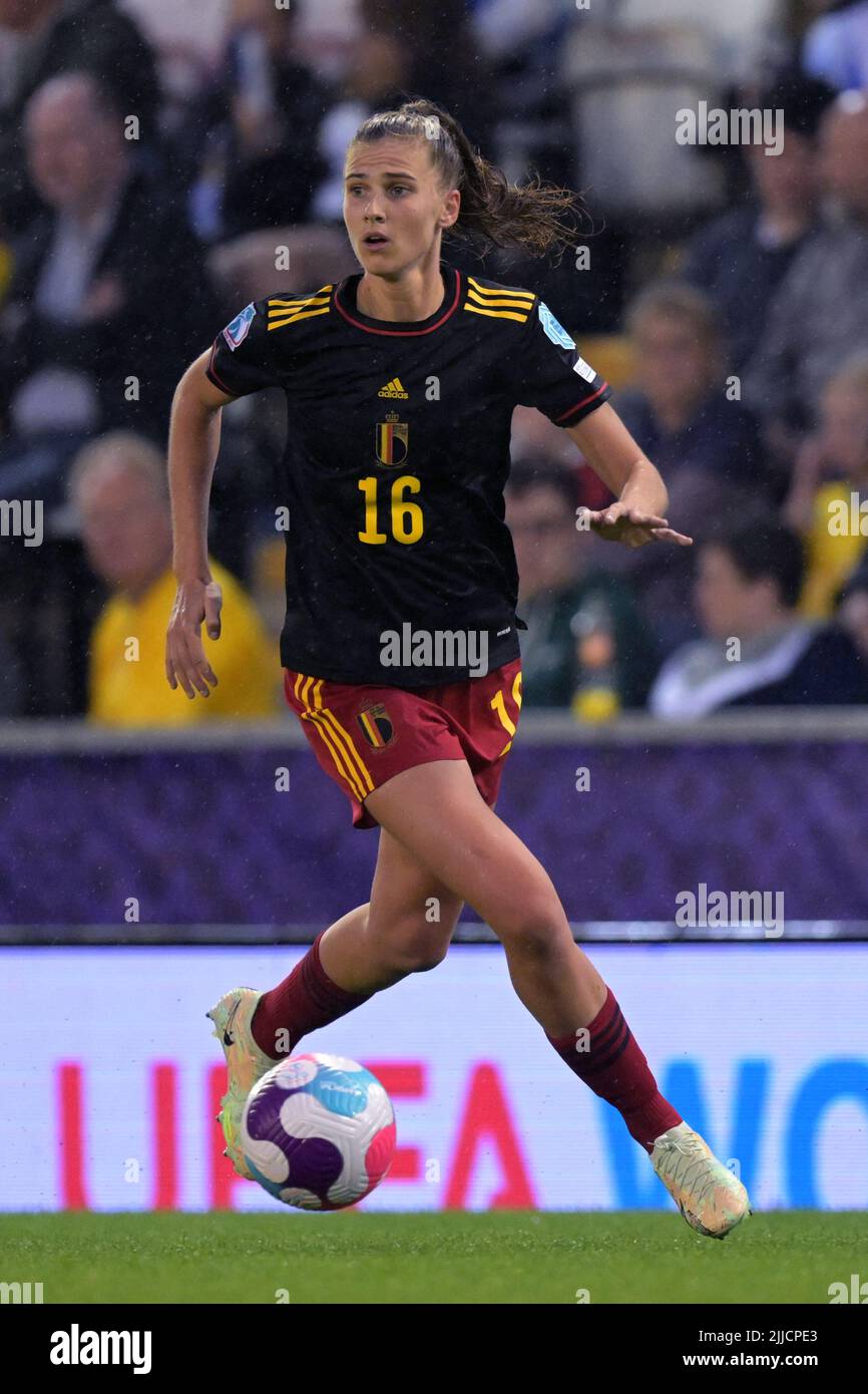 LEIGH - Marie Minnaert von belgischen Frauen beim Frauen-Viertelfinale zwischen Schweden und Belgien am 21. Juli 2022 in Leigh, England. ANP | Dutch Height | GERRIT AUS KÖLN Stockfoto