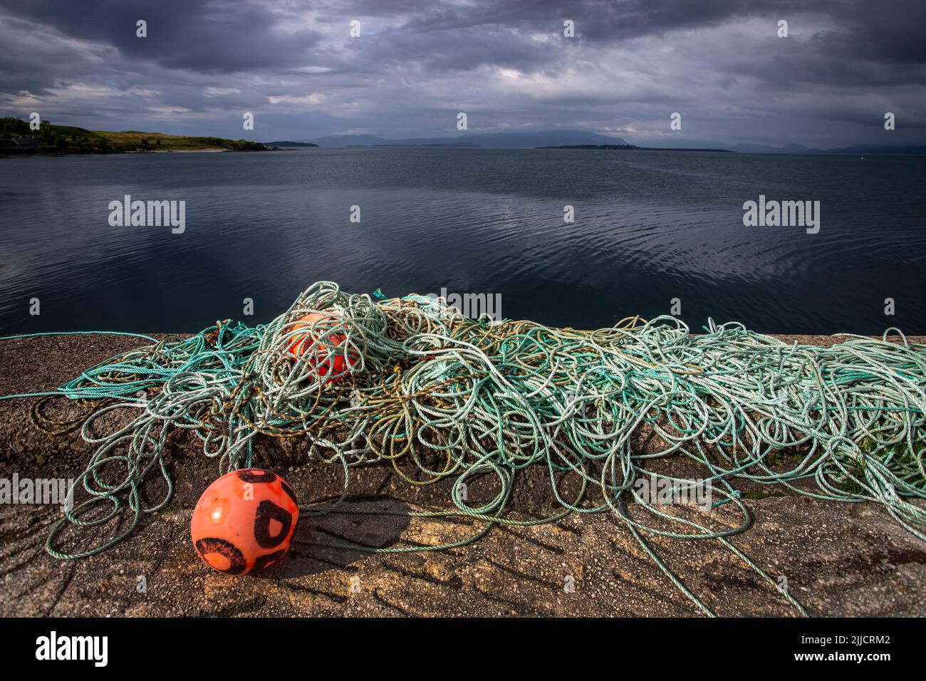 Fischernetz gegen Abendhimmel Stockfoto