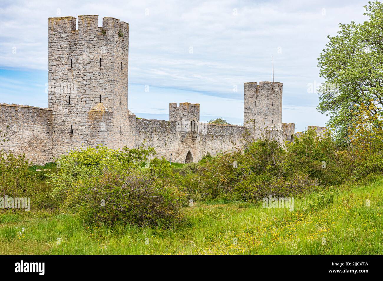 Visby Stadtmauer (Visby Ringmur Visby Ringmauer) rund um die mittelalterliche Stadt Visby auf der Insel Gotland in der Ostsee vor Schweden Stockfoto