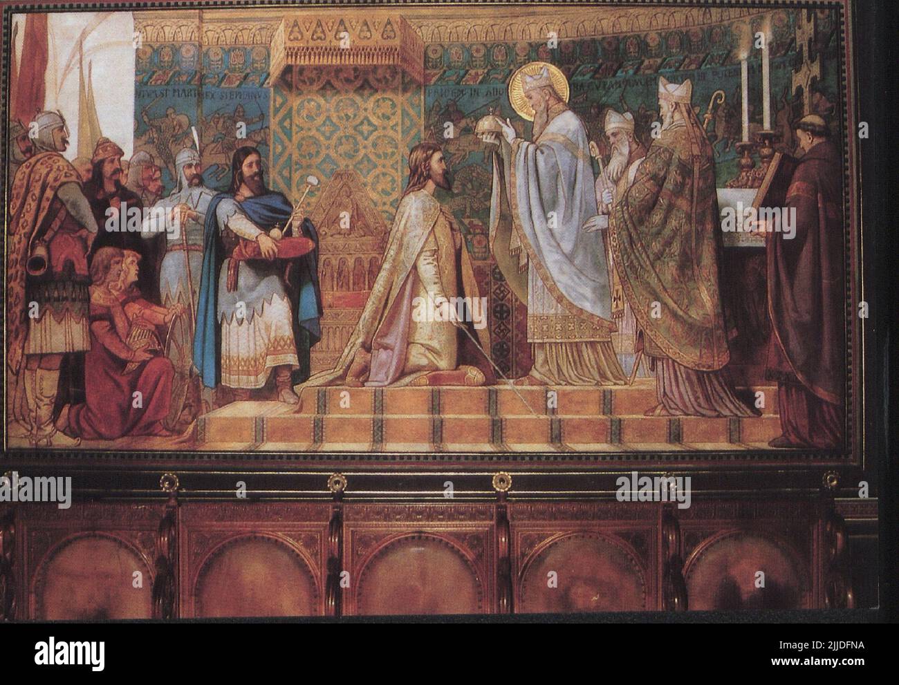 Kathedrale Von Pécs. Postkarte des Gemäldes von Bertalan Székely in der Kathedrale von Pécs. Stockfoto