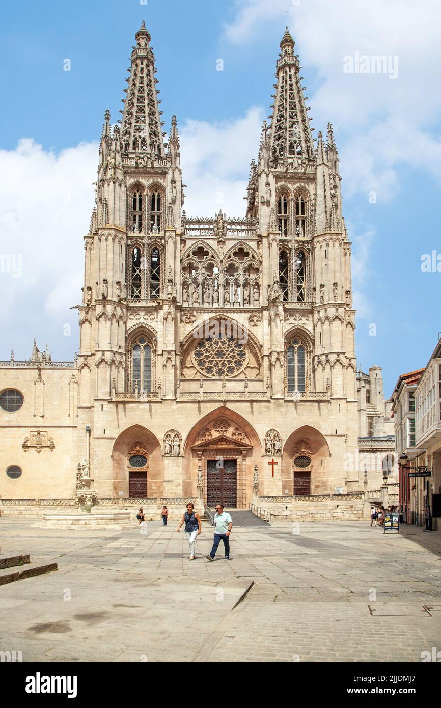 Blick auf die Kathedrale Santa Maria in der spanischen Stadt Burgos auf der plaza Santa Maria Spanien Stockfoto