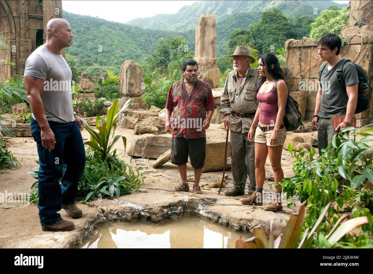 DWAYNE JOHNSON, Luis Guzman, Michael Caine, Vanessa Hudgens, Josh Hutcherson, Reise 2: Die geheimnisvolle Insel, 2012 Stockfoto