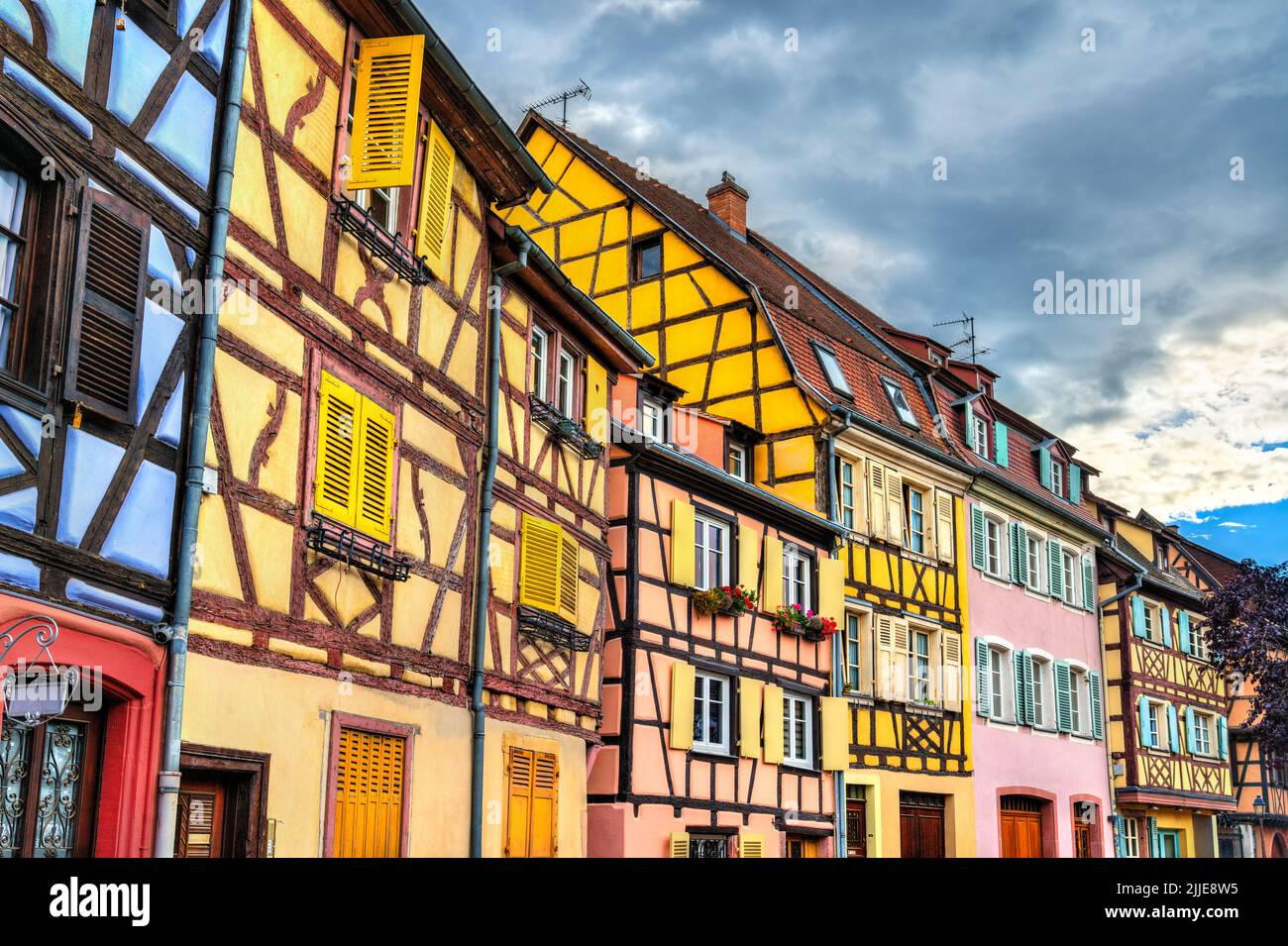 Traditionelle Fachwerkhäuser in Colmar, Frankreich Stockfoto