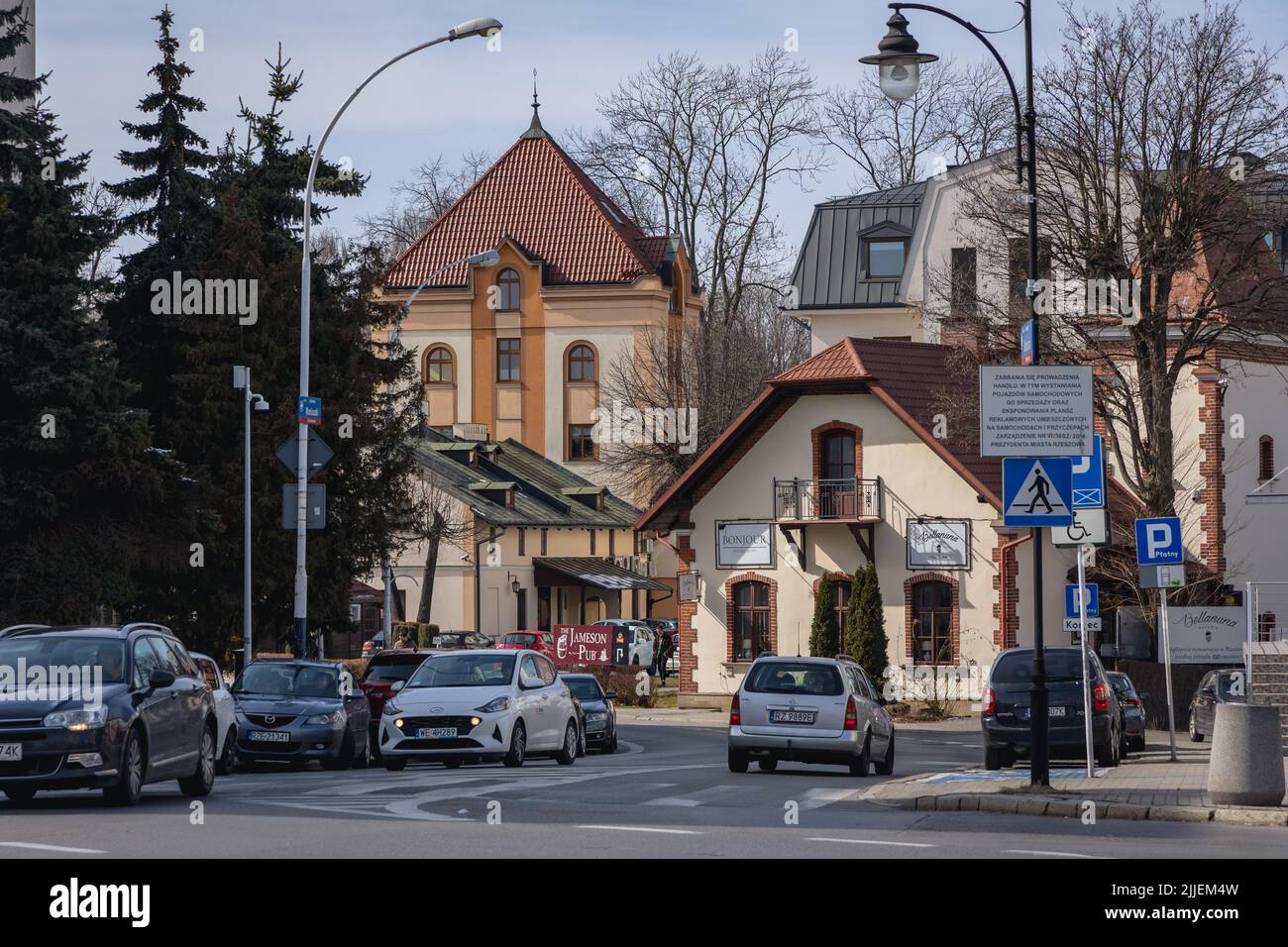 Straße Moniuszko in Rzeszow, größte Stadt im Südosten Polens, Hauptstadt der Woiwodschaft Subkarpaten Stockfoto