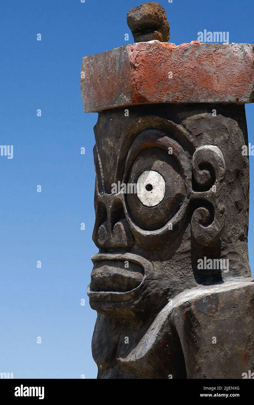 Tiki-Statue, Porträt, Französisch-Polynesien, Bora Bora Stockfoto