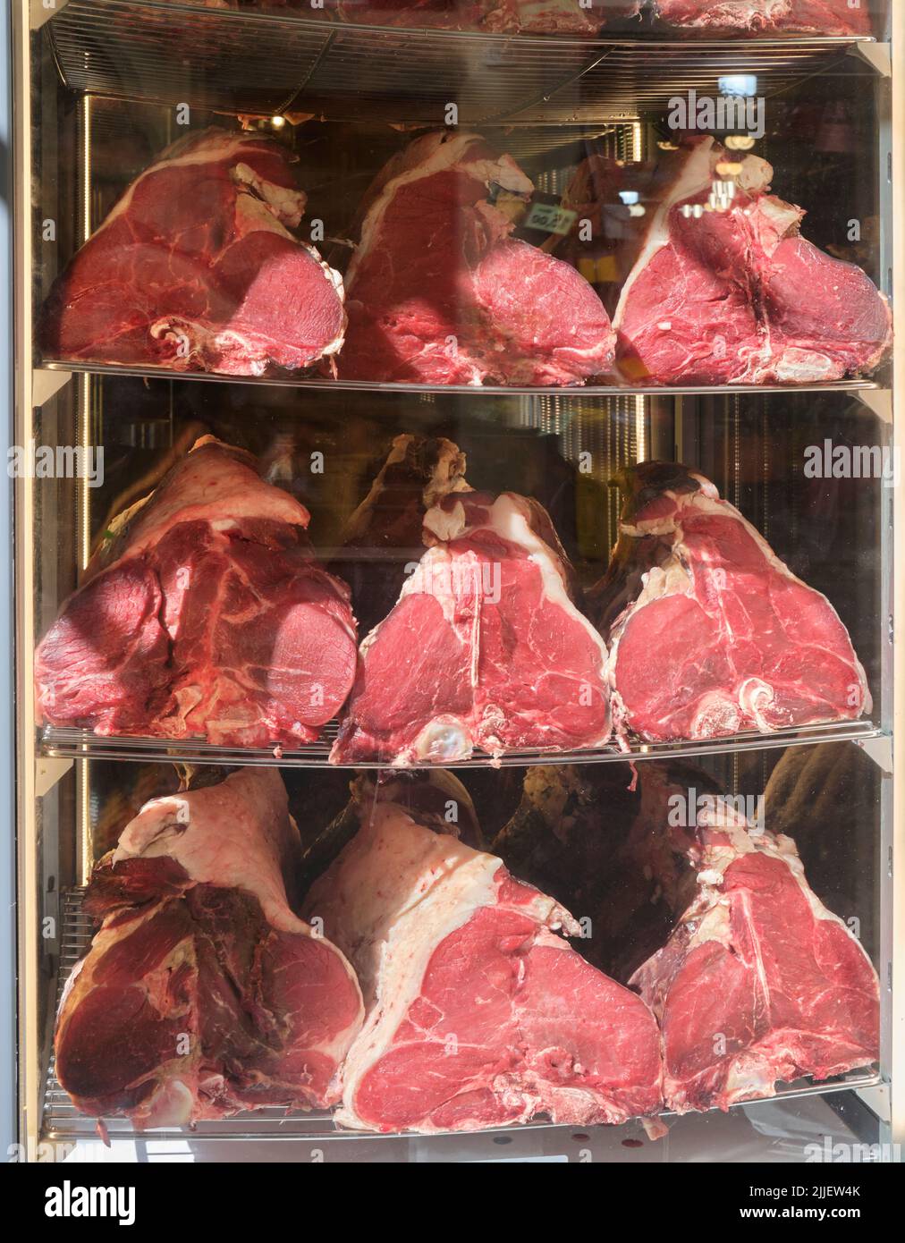 RAW Steak oder Bistecca Display Florence Italy Stockfoto