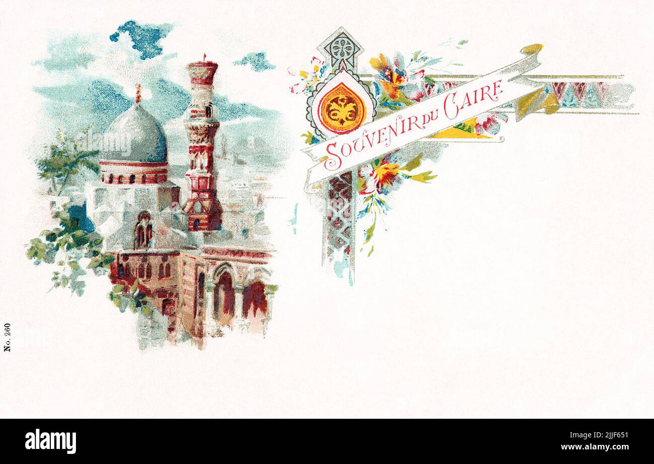 Alte Postkarte von Kairo, Ägypten. Stockfoto