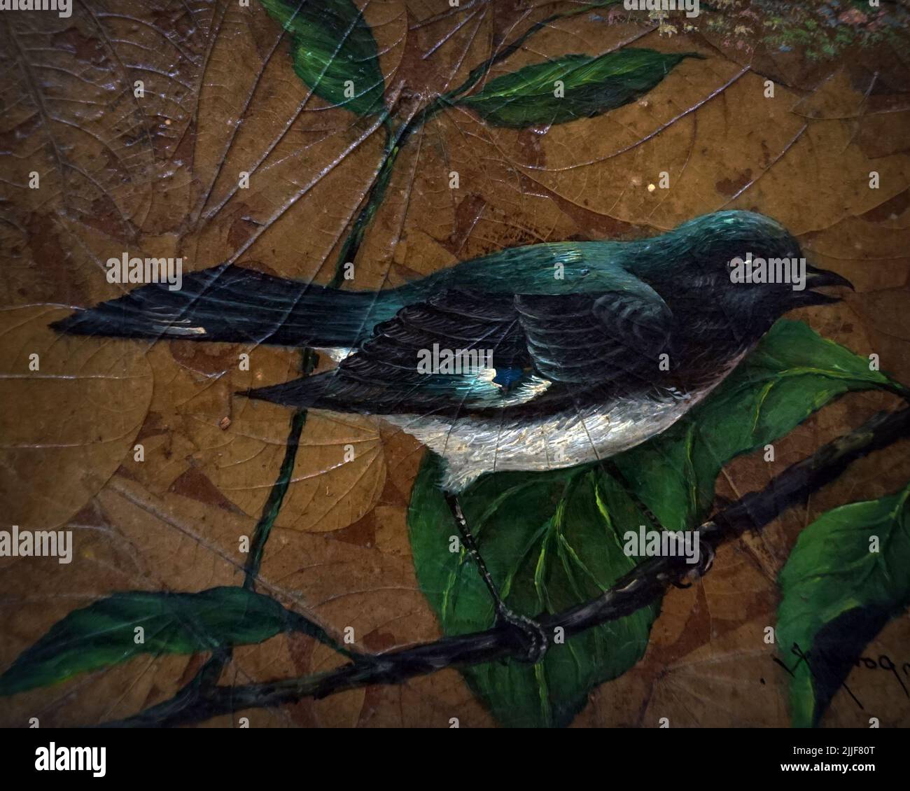 Kunst Malerei schöne Kunst Ölfarbe Vögel Hintergrund aus thailand Stockfoto