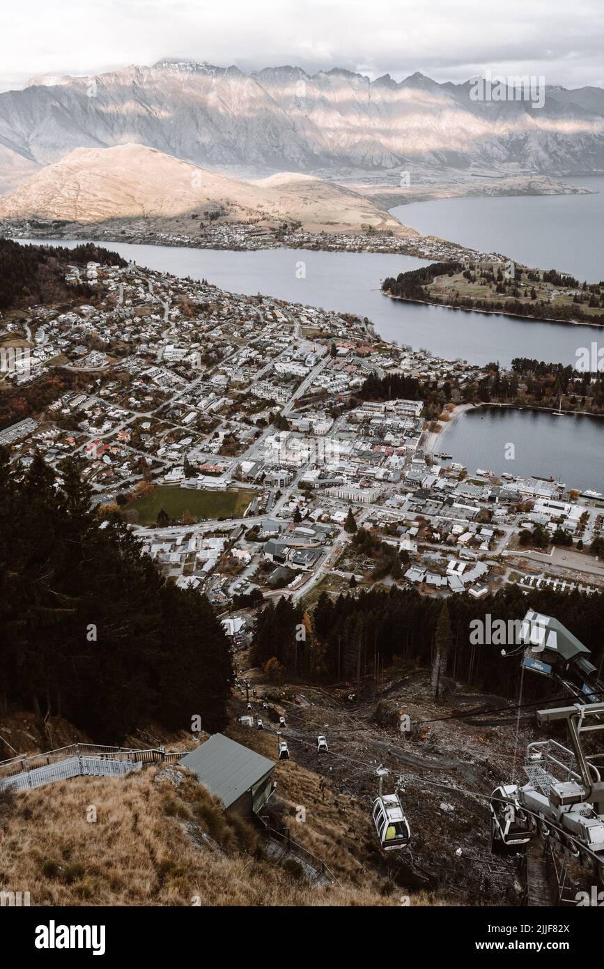 Queenstown Blick von der Skyline Gondola, Neuseeland Stockfoto