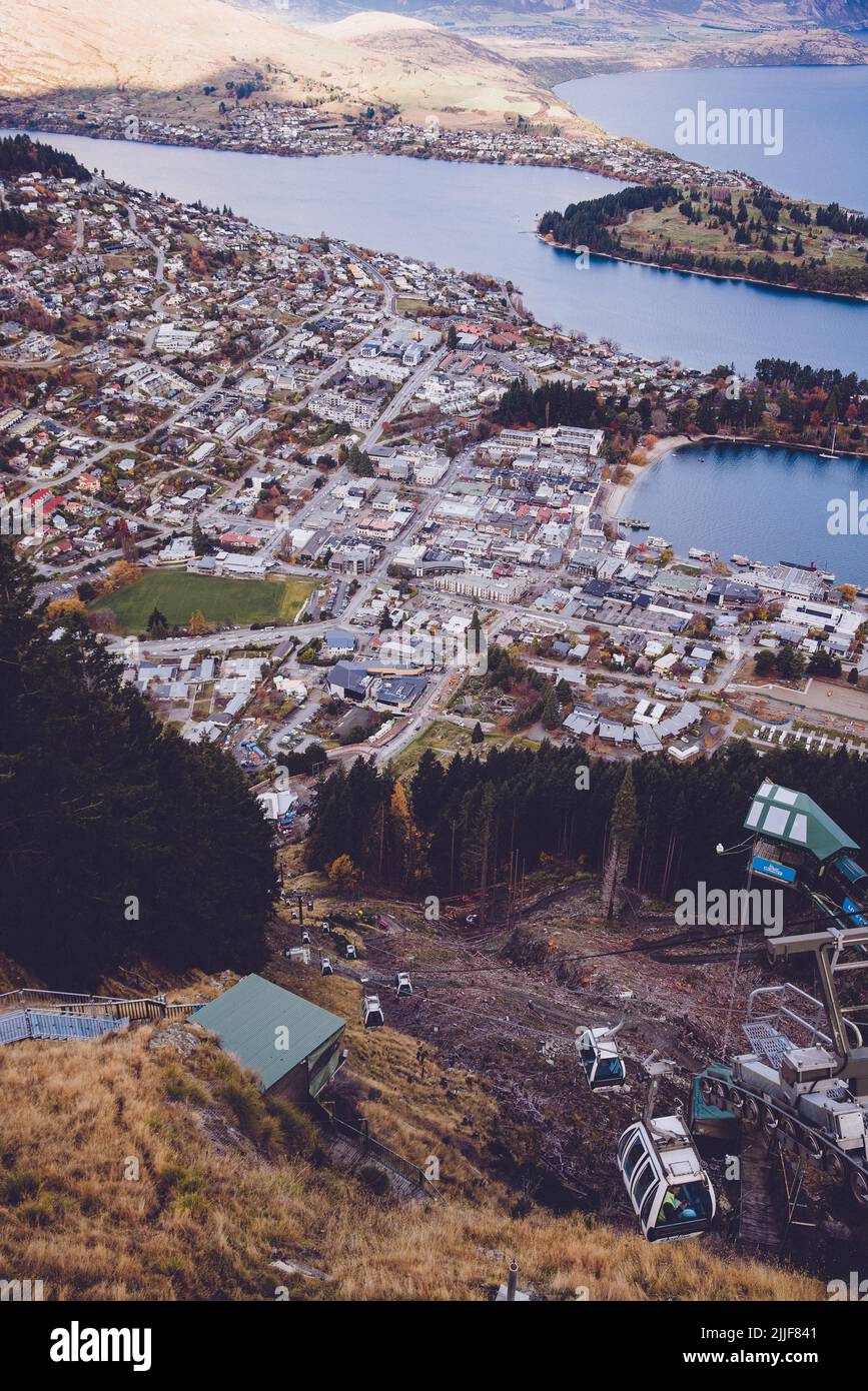 Queenstown Blick von der Skyline Gondola, Neuseeland Stockfoto