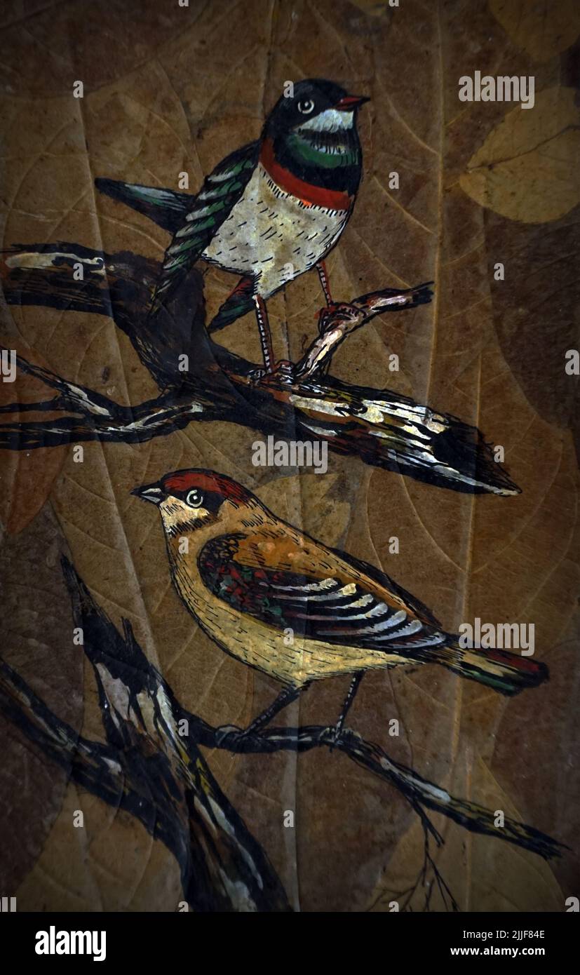 Kunst Malerei schöne Kunst Ölfarbe Vögel Hintergrund aus thailand Stockfoto