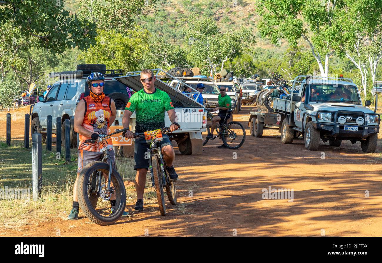 Gibb Challenge 2022 Charity-Radtour entlang der Gibb River Road Imintji Campground Kimberley Western Australia Stockfoto