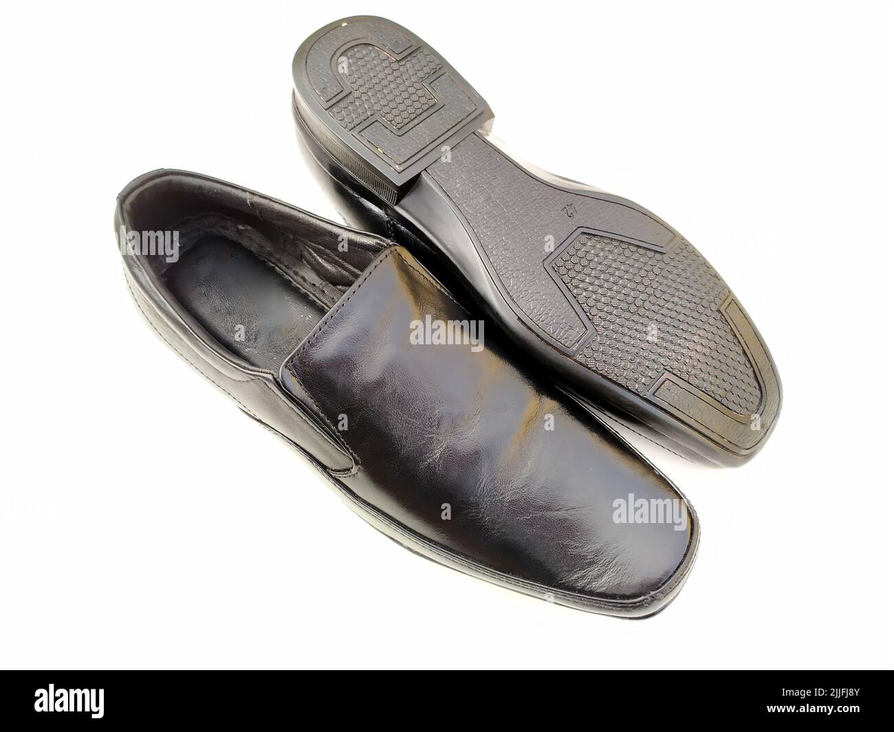 Schwarze Farbe Mann Schuhe isoliert auf weißem Hintergrund Stockfoto