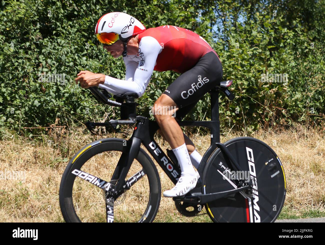 PEREZ Anthony von Cofidis während der Tour de France 2022, Radrennen Etappe 20, Zeitfahren, Lacapelle-Marival - Rocamadour (40,7 km) am 23. Juli 2022 in Rocamadour, Frankreich - Foto Laurent Lairys / DPPI Stockfoto