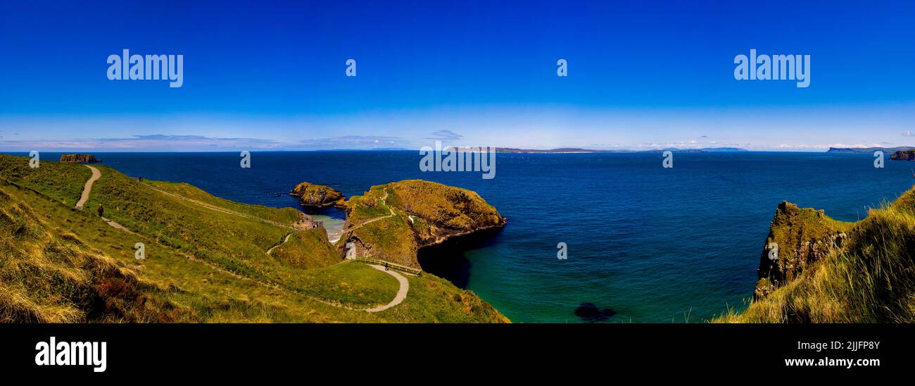 Carrick-a-rede Seilbrücke, Nordküste, County Antrim, Nordirland Stockfoto