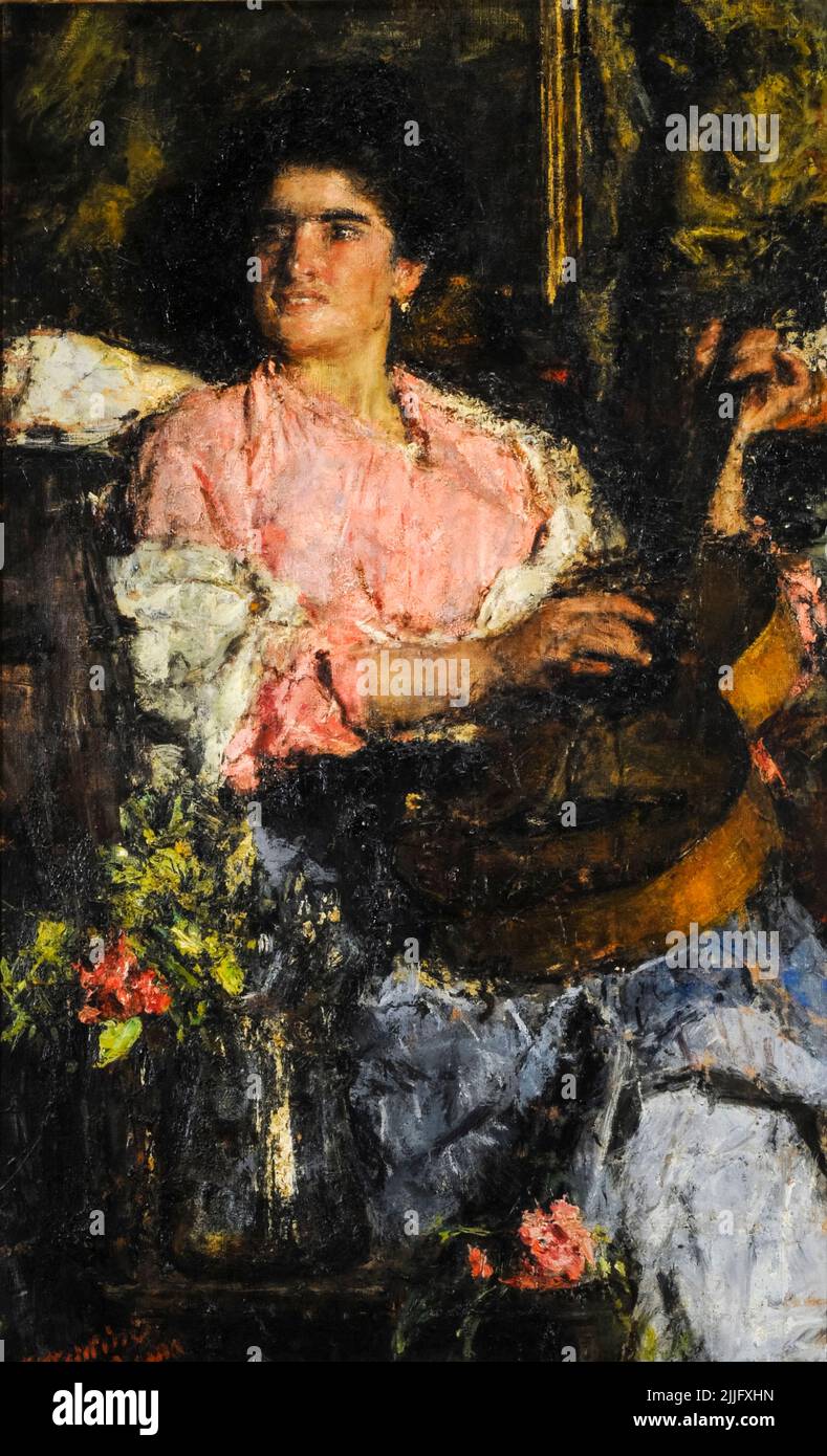 Antonio Mancini, Happy Song, Ölgemälde auf Leinwand, um 1884 Stockfoto