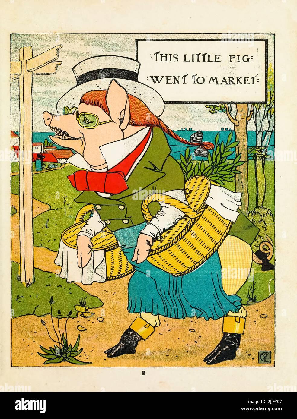 Dieses kleine Schwein ging to Market, Kinderbuchillustration von Walter Crane, 1869-1870 Stockfoto