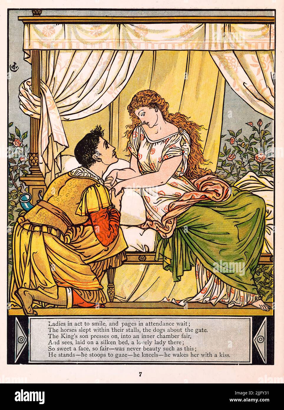 Walter Crane, Illustration aus dem Kinderbuch die schlafende Schönheit, 1876 Stockfoto