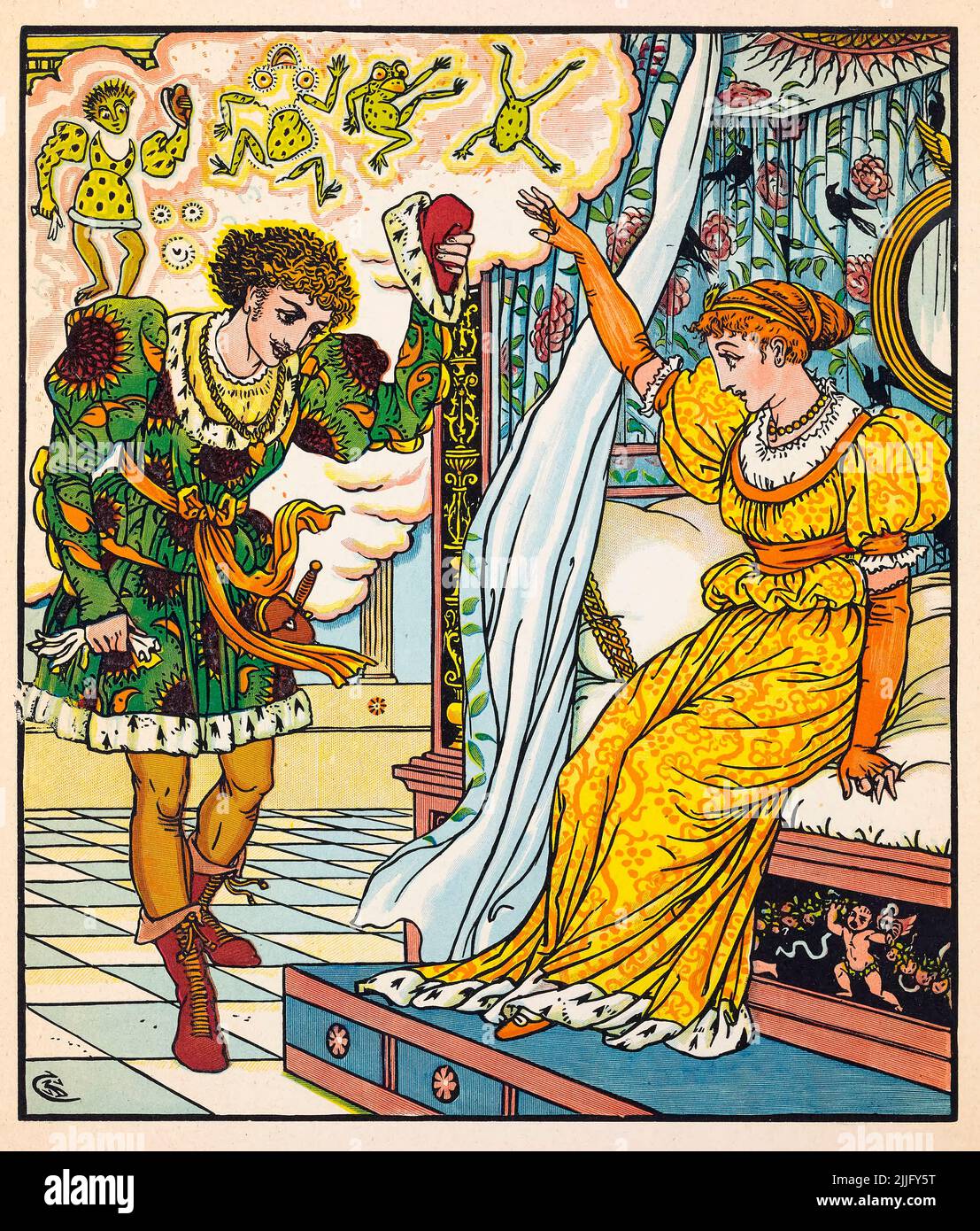 Walter Crane, Illustration aus dem Kinderbuch der Froschprinz, 1874 Stockfoto