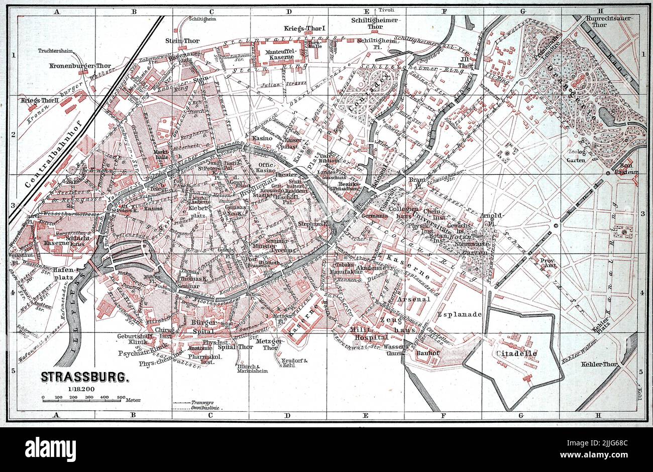 Stadtplan von Straßburg im Jahr 1885, Frankreich / Stadtplan von Straßburg im Jahr 1885, Frankreich, Historisch, historisch, digital verbesserte Reproduktion eines Originals aus dem 19.. Jahrhundert / digital restaurierte Reproduktion einer Originalvorlage aus dem 19. Jahrhundert, das Originaldatum nicht bekannt, Stockfoto