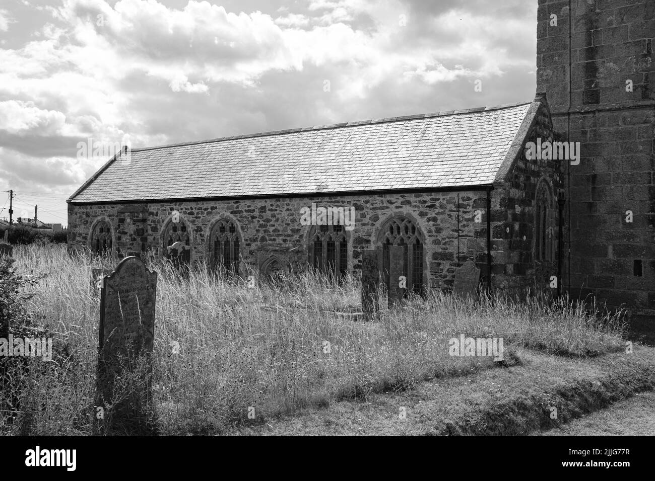 Außenansicht der St. Corentine's Church, Cury Stockfoto