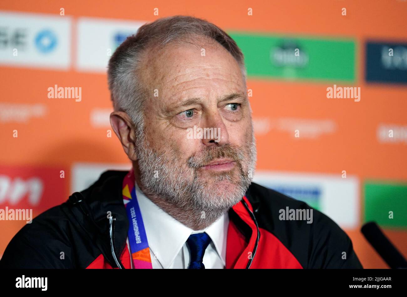 Dr. Peter Harcourt, Ärztlicher Berater der Commonwealth Games Federation bei einer Pressekonferenz im Vorfeld der Commonwealth Games in Birmingham. Bilddatum: Dienstag, 26. Juli 2022. Stockfoto