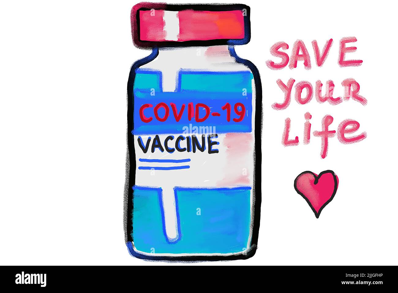 Covid-19 Medizin Illustration Malkonzept auf weißem Hintergrund Stockfoto
