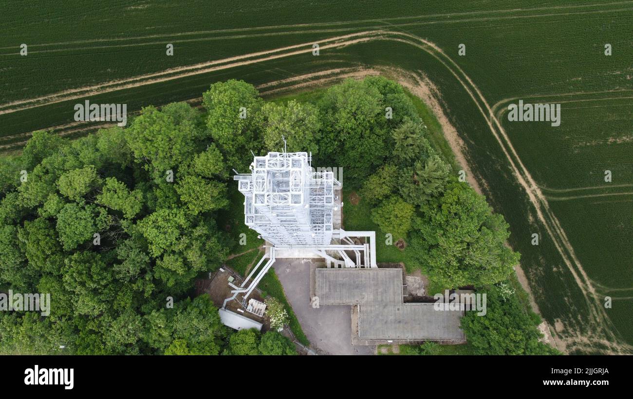 Telekommast, Tower UK Drohne Luftaufnahme Stockfoto