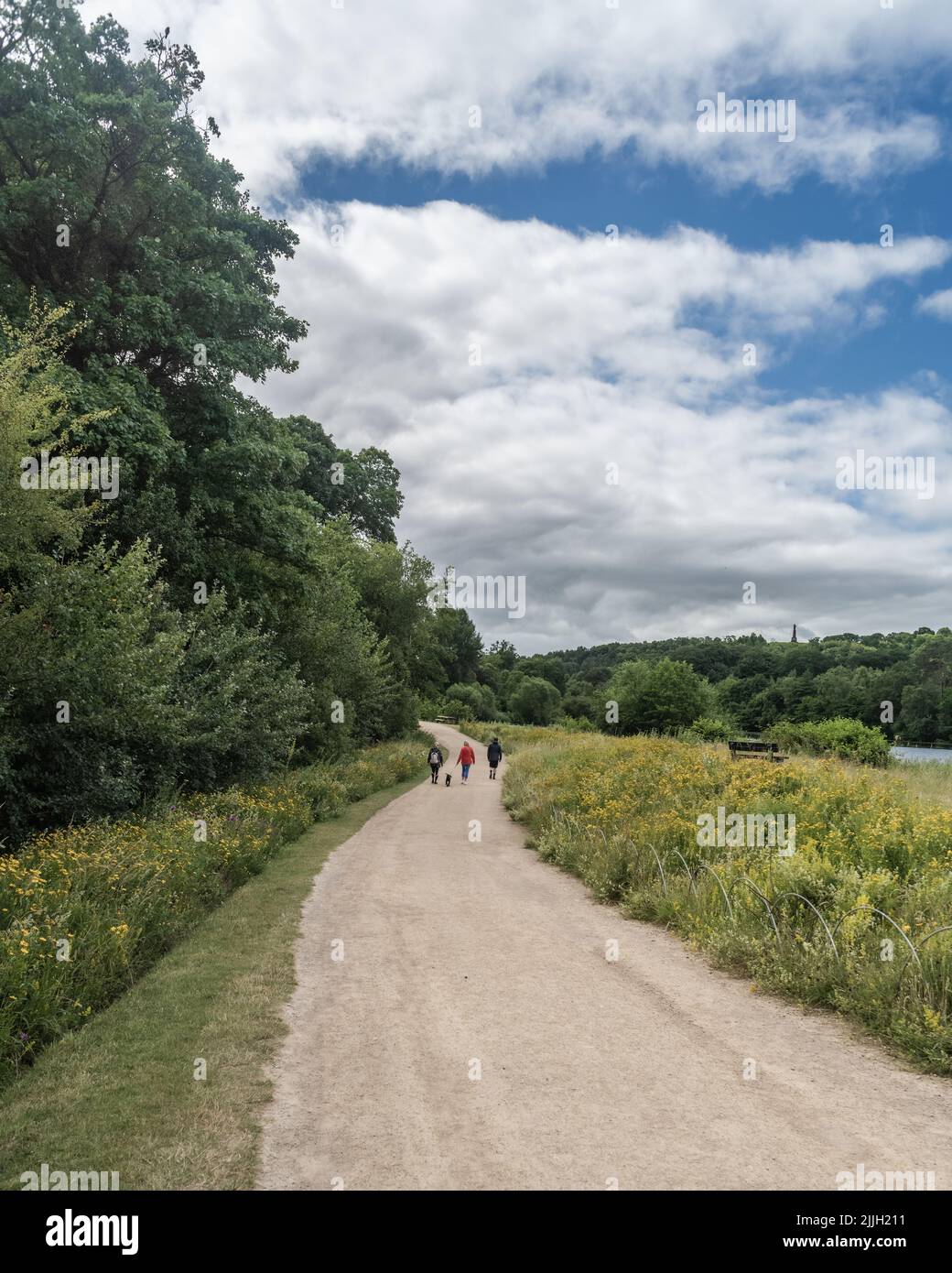 Staffordshire Lakeside Pathway sonnige Tageslandschaft, Stoke-on-Trent, Großbritannien Stockfoto
