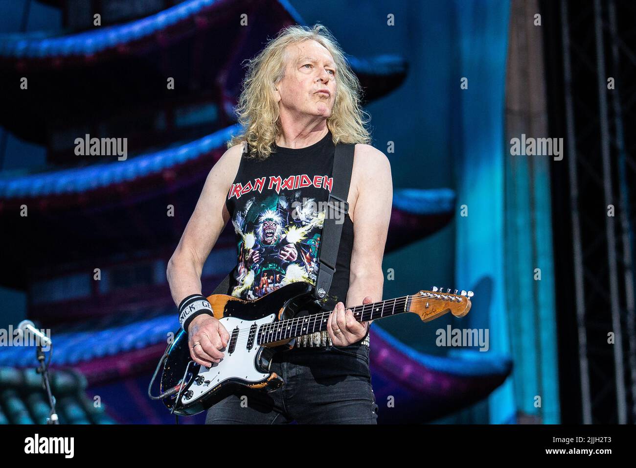 Janick Gers von Iron Maiden tritt im Juni 2022 live im Tons of Rock in Oslo auf Stockfoto