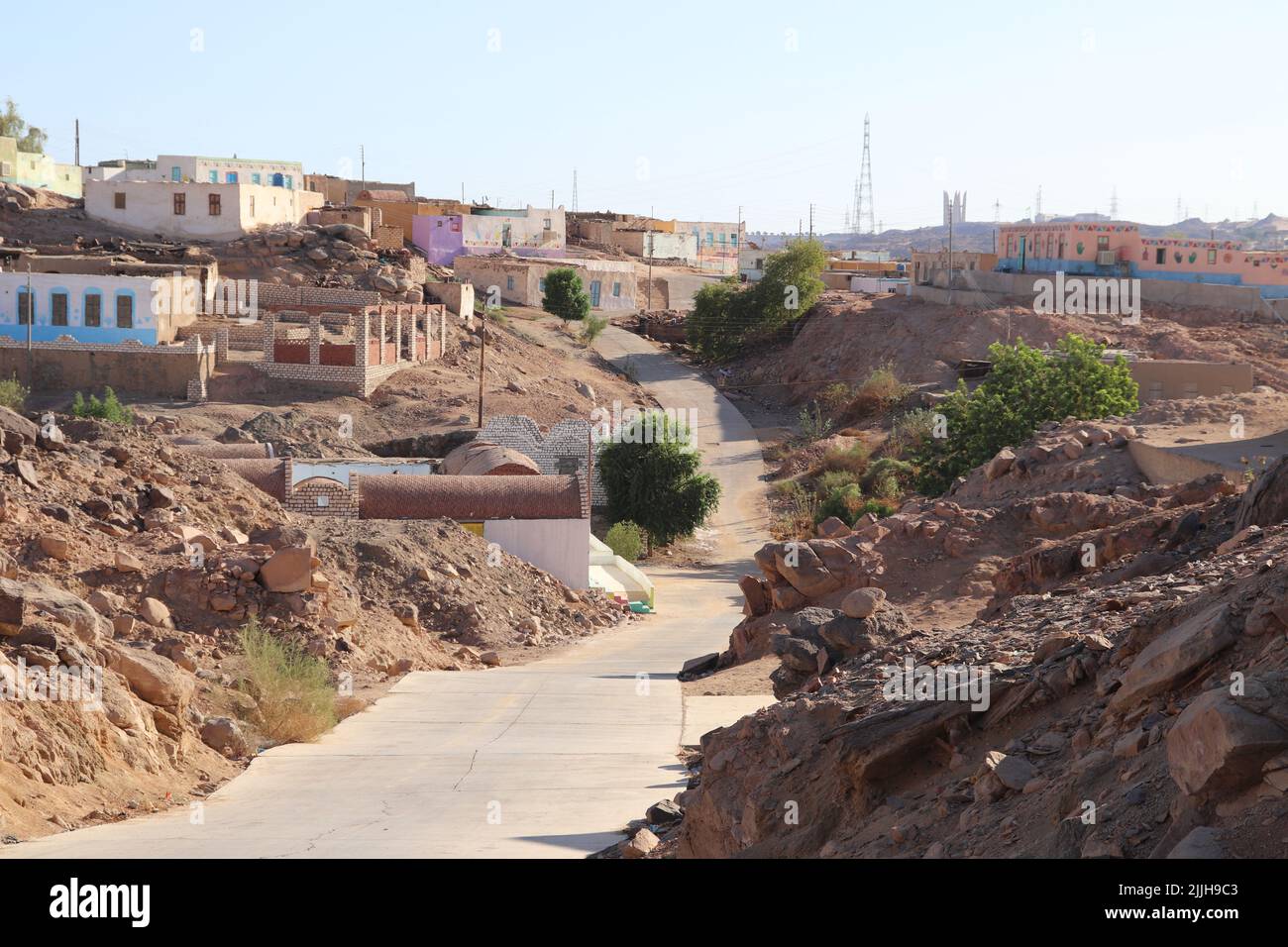 Schöne nubische Häuser in Heissa Island, Assuan, Ägypten Stockfoto