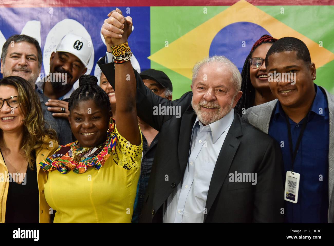 SÃO PAULO, SP – 26.07.2022: LULA ENCONTRA VIZEPRÄSIDENTIN da COLÔMBIA - der ehemalige Präsident und Kandidat für den Vorsitz der Republik, Luiz Inácio Lula da Silva (PT), trifft sich am kommenden Dienstag (26) mit der designierten Vizepräsidentin Kolumbiens, Francia Márquez, am Sitz der Perseu Abramo Stiftung in São Paulo. (Foto: Roberto Casimiro/Fotoarena) Stockfoto