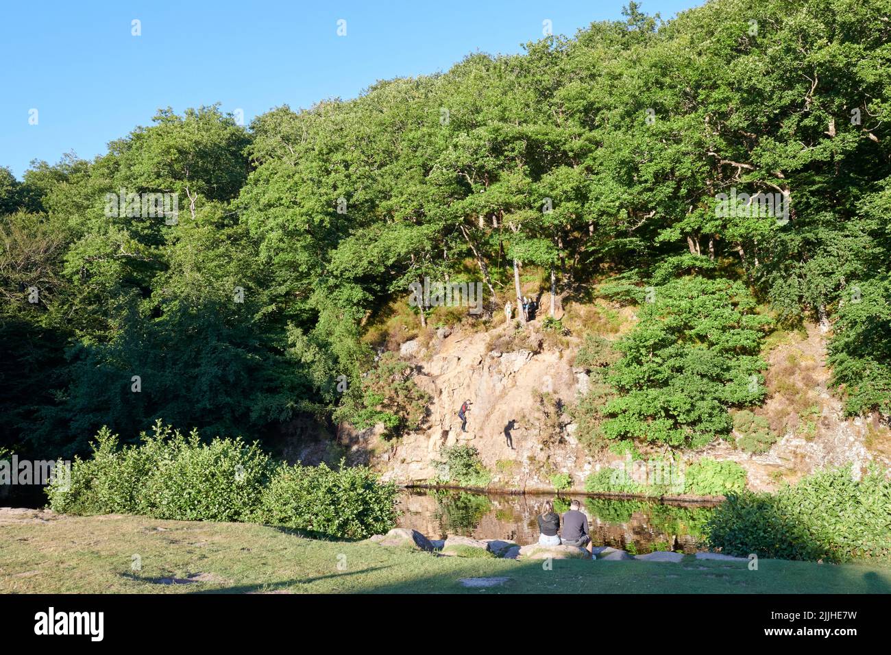 Dartmoor National Park, Großbritannien, 26 Jul, 2022, Klarer Himmel und warm am frühen Abend in Spitchwick. Kredit: Will Tudor/Alamy Live Nachrichten Stockfoto