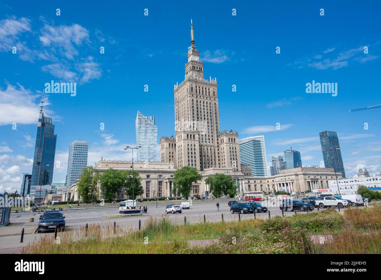 Warschau Polen - 2. Januar 2021, Haus der Kultur und Wissenschaft im Stadtzentrum Stockfoto