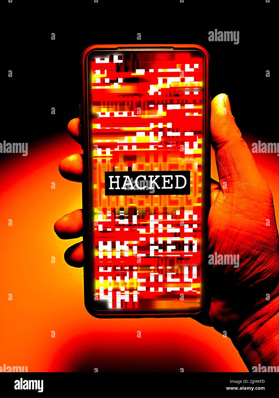 Ein gehacktes Smartphone Stockfoto