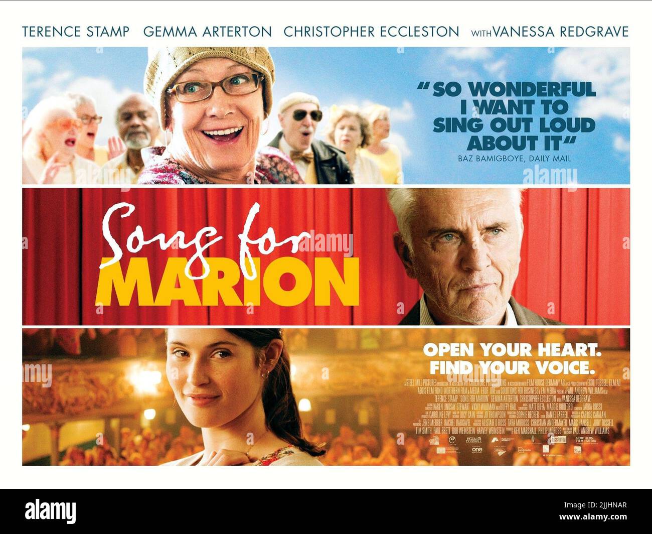 VANESSA REDGRAVE, Terence Stamp, Gemma Arterton, Plakat, LIED FÜR MARION, 2012 Stockfoto