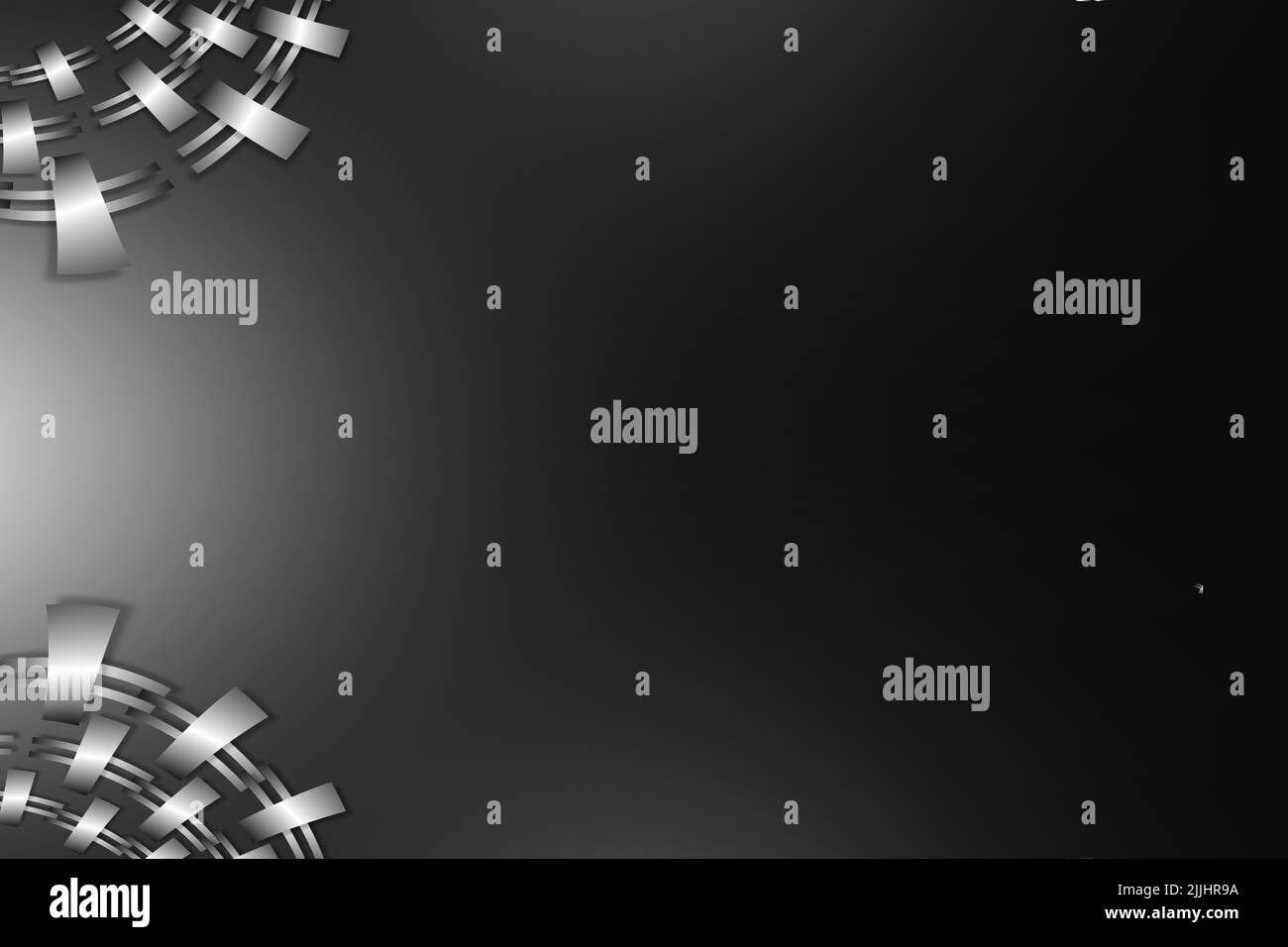 Eine einfache Tapete mit schwarzem Hintergrund und symmetrischen Mustern auf der linken Seite Winkel Stockfoto