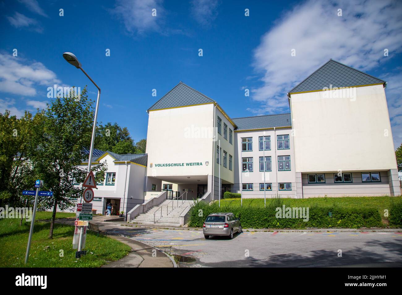 Volksschule Weitra/Waldviertel, die älteste Brauereistadt Österreichs Stockfoto