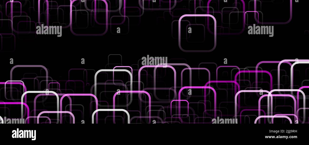 Fantastische abstrakte Panorama Hintergrund Design Illustration mit quadratischen Objekten Stockfoto