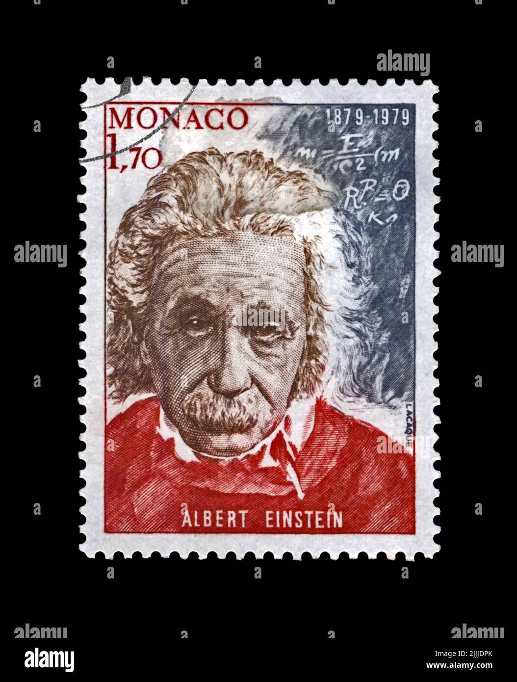 Albert Einstein (1879-1955), berühmter Wissenschaftler, Physiker, Nobelpreisträger, abgesagte Briefmarke in Monaco Stockfoto