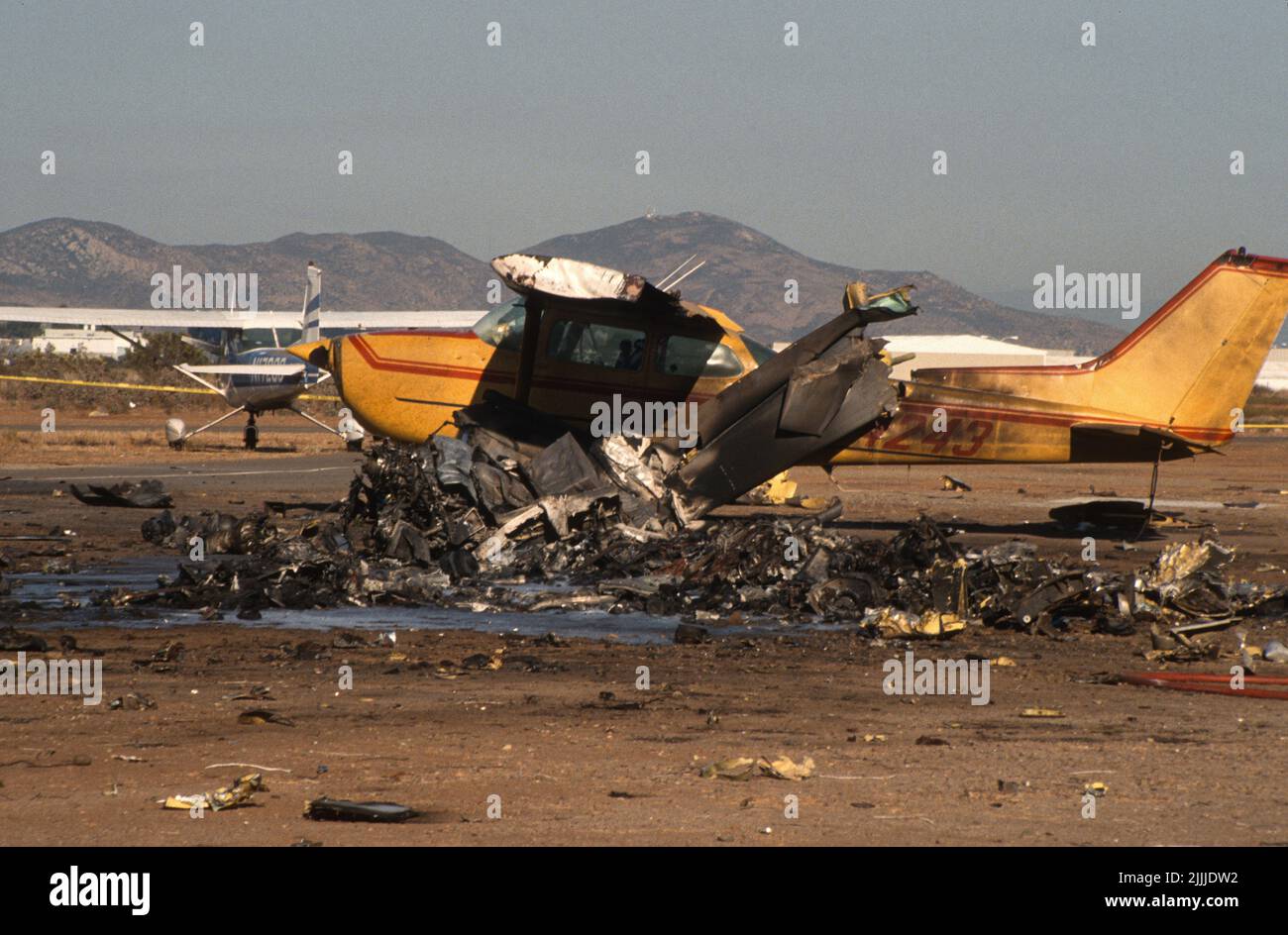 Überreste eines USMC Cobra Crash, Montgomery Field Stockfoto