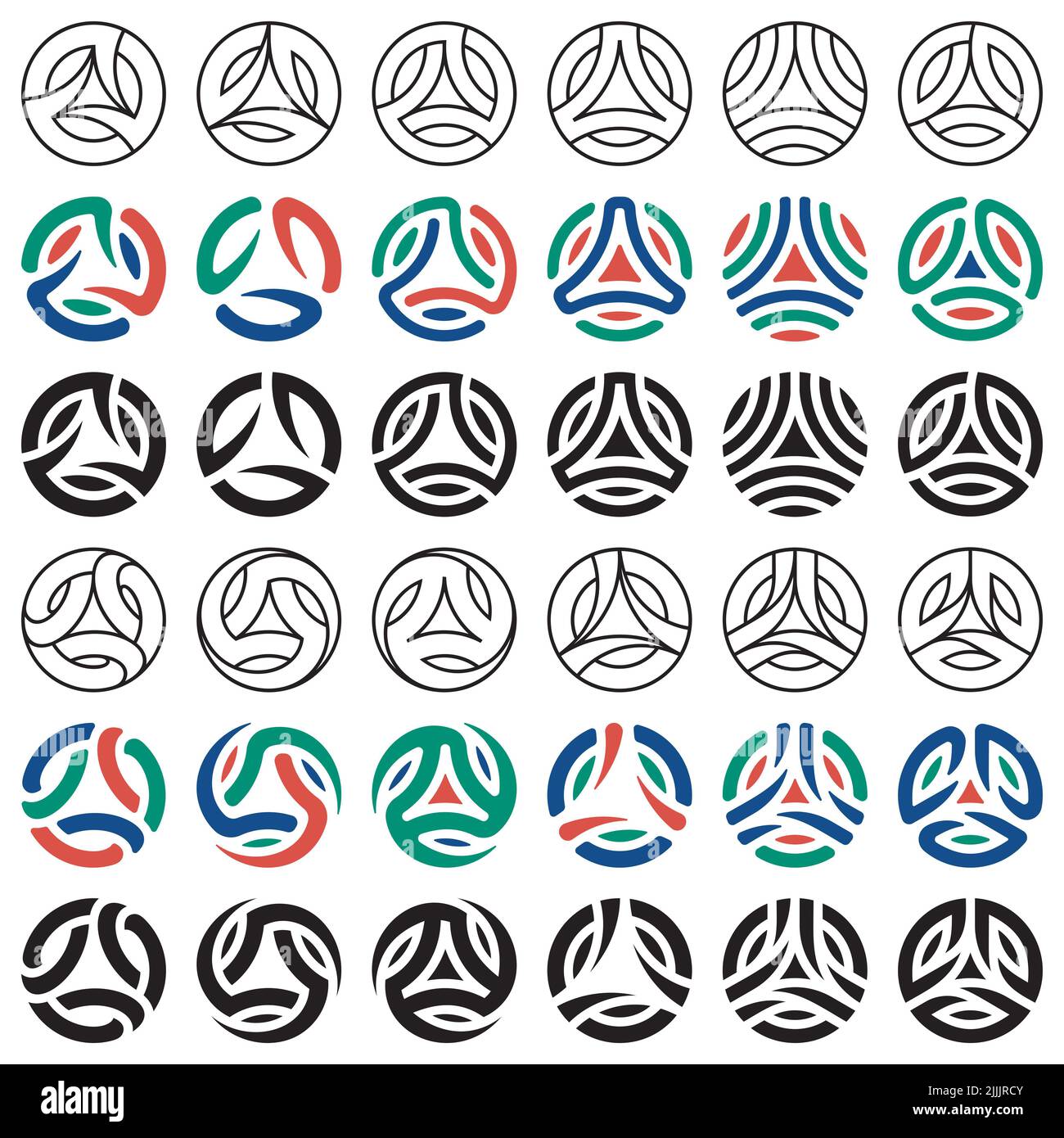 Logo-Vorlage. Satz von Dreieck-Logo-Vorlagen. Vektorgrafik Stockfoto