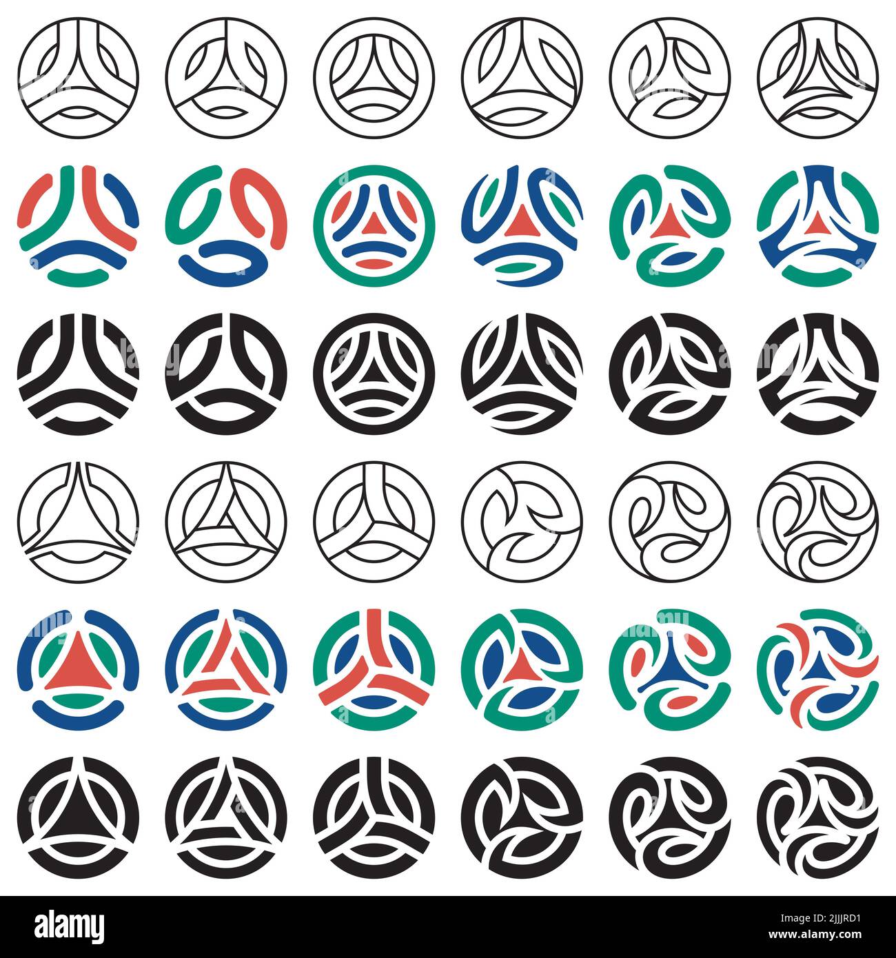 Logo-Vorlage. Satz von Dreieck-Logo-Vorlagen. Vektorgrafik Stockfoto