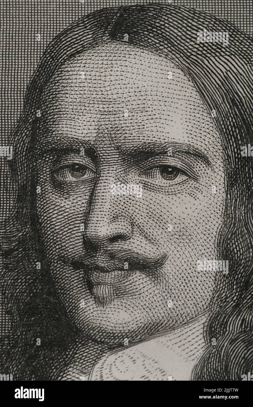 Henri de la Tour d'Auvergne-Bouillon (1611-1675). Französischer Adliger und Militär. 1643 zum Marschall von Frankreich und 1660 zum Generalmarschall der Lager und Armeen des Königs ernannt. Hochformat. Gravur von Geoffroy. Details. „Historia Universal“, von César Cantú. Band VIII. 1858. Stockfoto