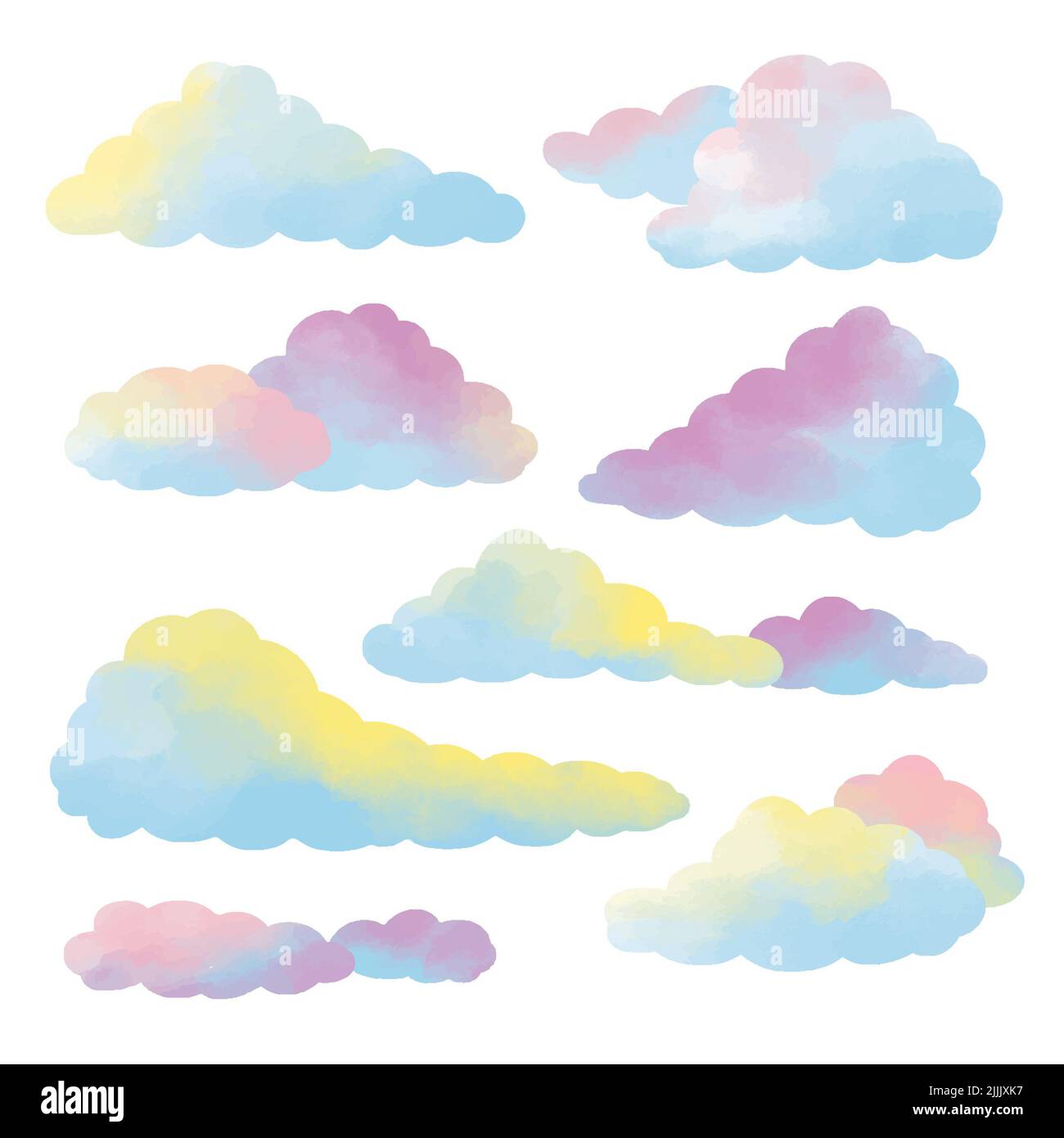 Transparent Aquarell Bunte Wolken Clipart Set Freepng Stockfoto
