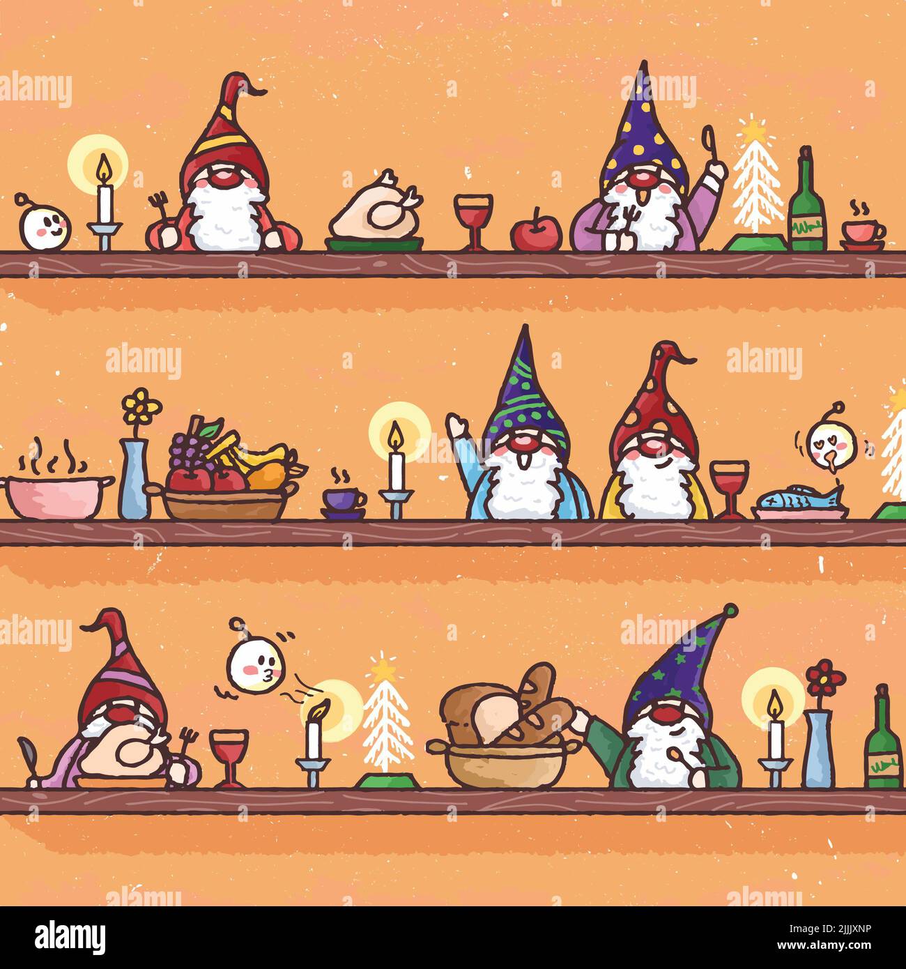 Thanksgiving Gnome Cute Vektor Illustration Stockfoto
