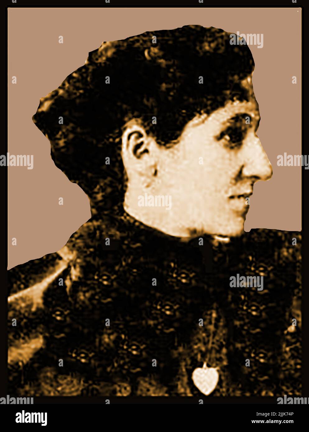 Ein Porträt von Victoria Earle Matthews geb.Ella Victoria Smith (1861 – 1907) war eine amerikanische Aktivistin, Autorin, Essayistin, Sozialarbeiterin, Siedlungsarbeiterin, Sie wurde in Fort Valley, Georgia, in die Sklaverei geboren und zog später nach der Befreiung der Sklaven mit ihrer Familie nach New York City. Sie gründete das temporäre Heim, das als White Rose Industrial Home für Negro Girls der Arbeiterklasse bekannt ist, auch bekannt als The White Rose Mission Stockfoto