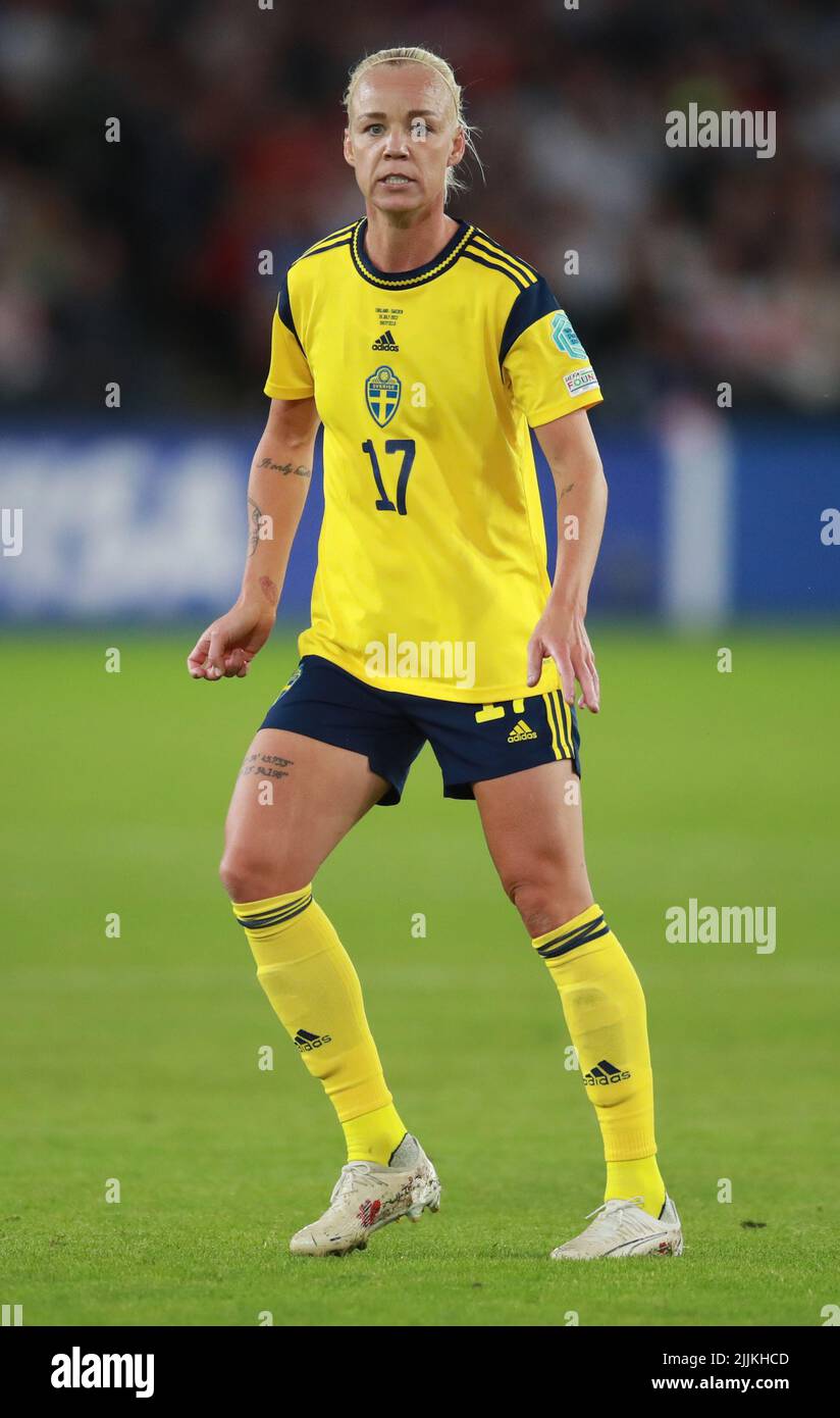 Sheffield, England, 26.. Juli 2022. Caroline Seger aus Schweden während des Spiels der UEFA Women's European Championship 2022 in Bramall Lane, Sheffield. Bildnachweis sollte lauten: Simon Bellis / Sportimage Stockfoto