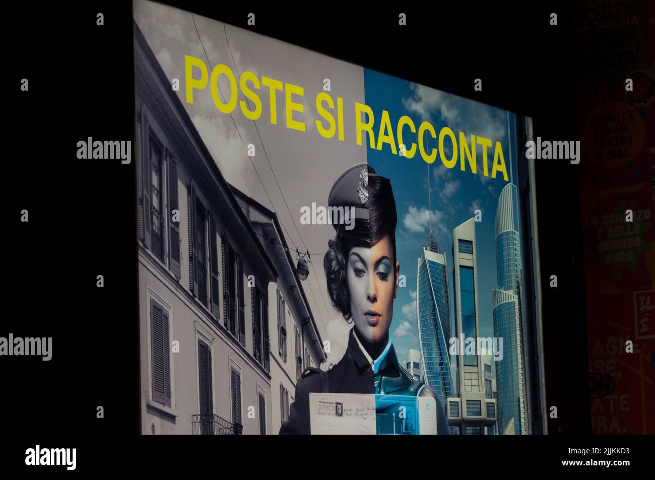 Foto des Posters auf schwarzem Hintergrund Stockfoto