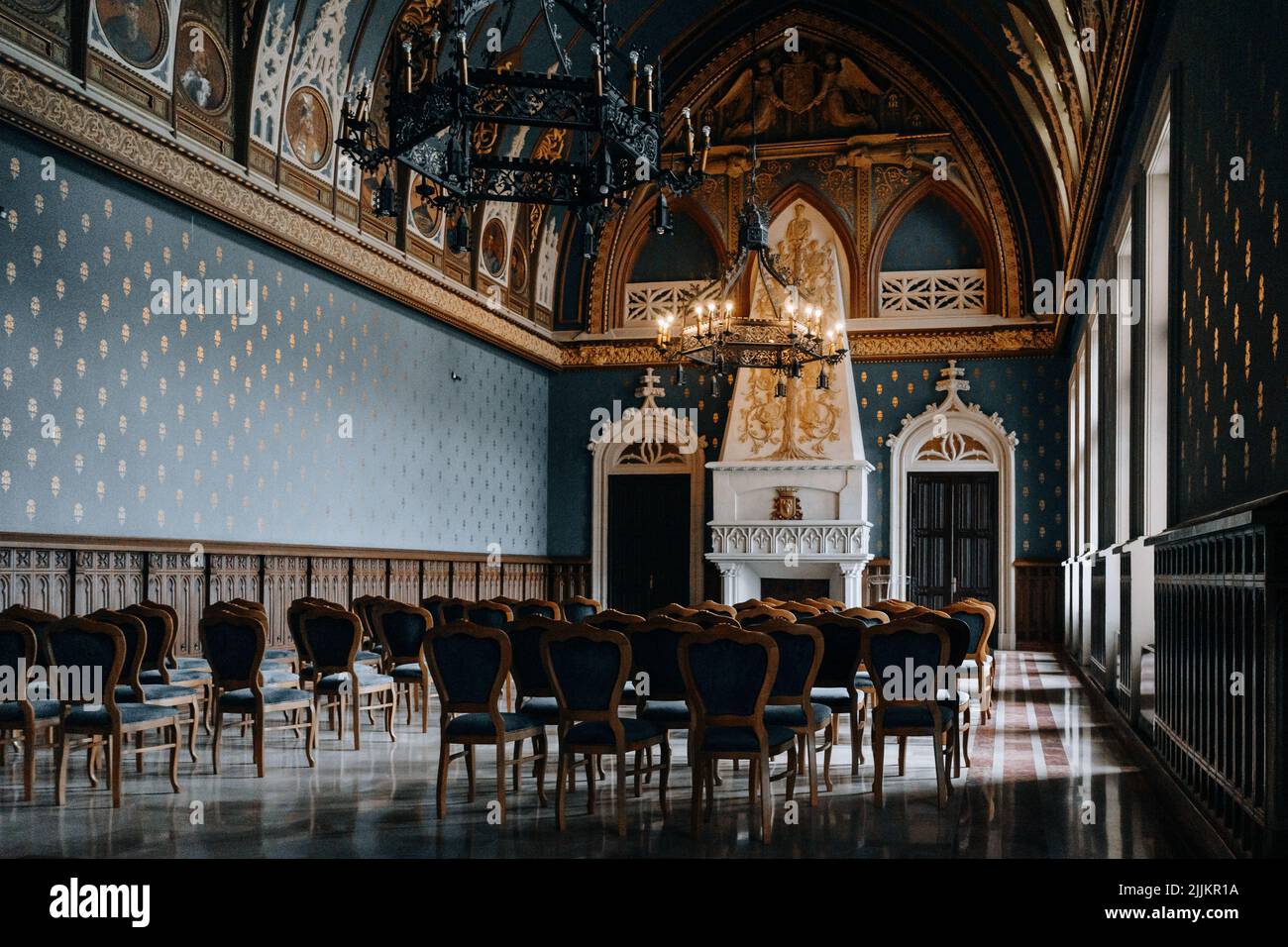 Das Innere des Sitzungssaals im Kulturpalast in Iasi Rumänien Stockfoto